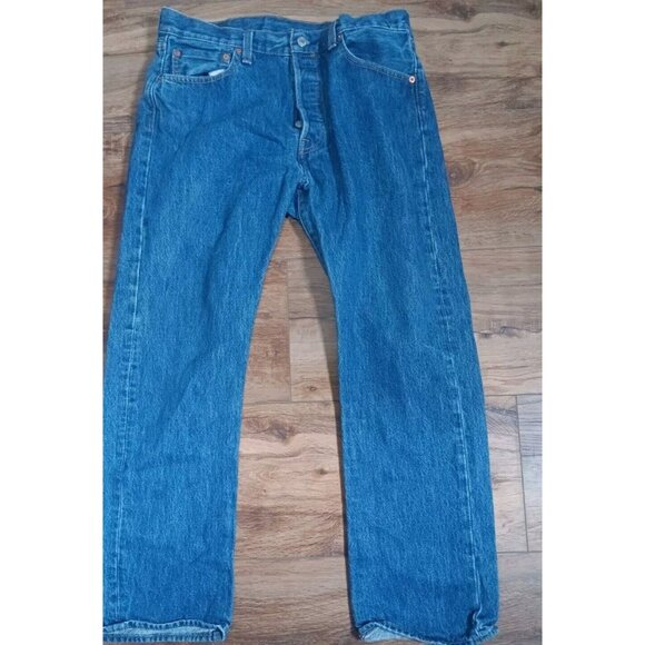 Levis 501 Jeans Mens W34 L30 Blue Regular Denim Straight Fit Button - Picture 1 of 4
